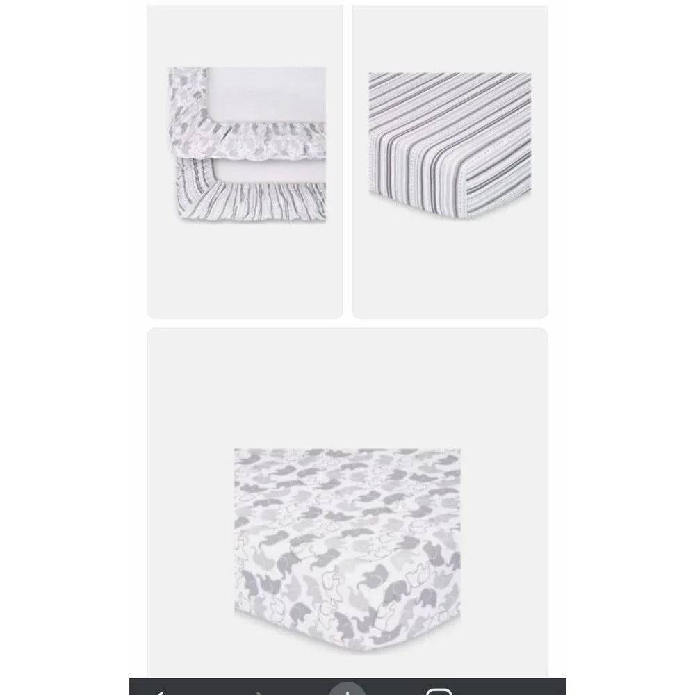 The Peanutshell Fitted 2-Pack Microfiber Crib Sheet Set | Grey Elephants